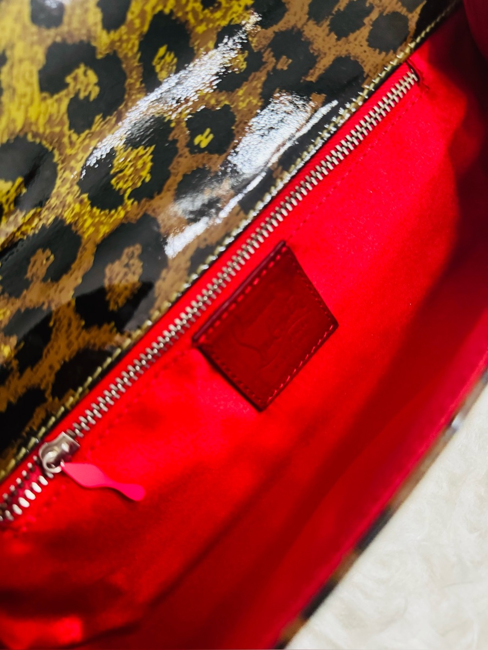 Christian Louboutin Patent Leopard Bow Clutch - Picture 11 of 15